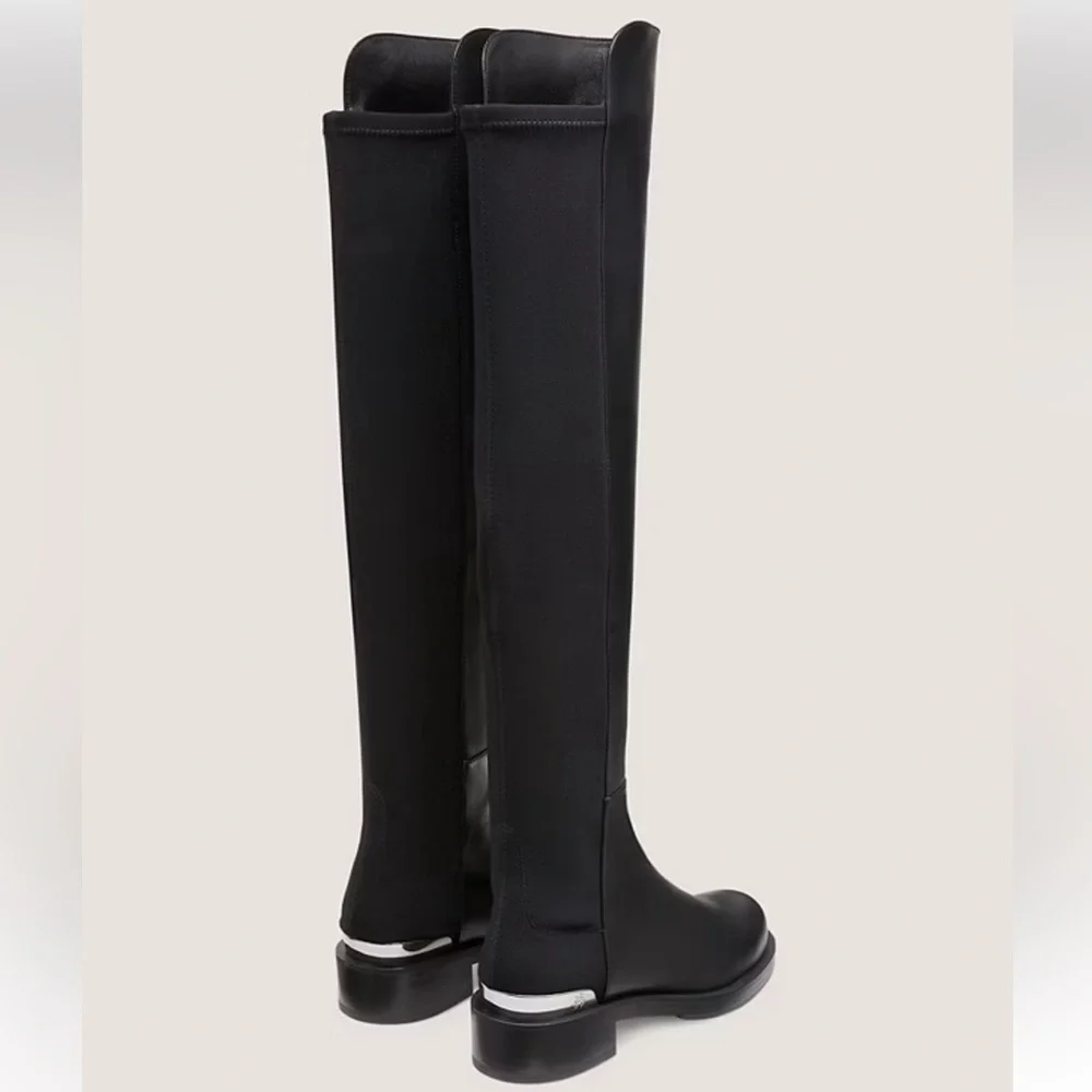 Stuart Weitzman Over-The-Knee Black 5050 BOLD LOGO BOOT size 6.5 NEW